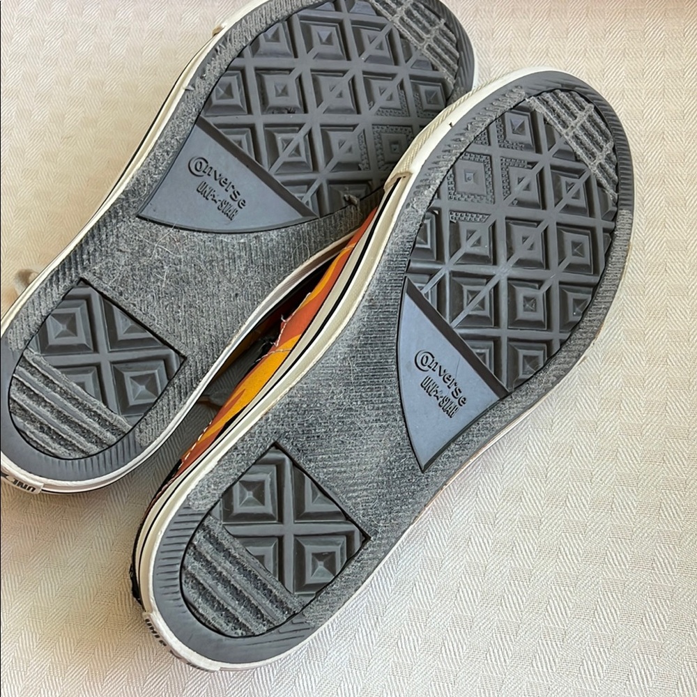 Converse Black Sneakers with Orange and Yellow Flames - Picture 2 of 4